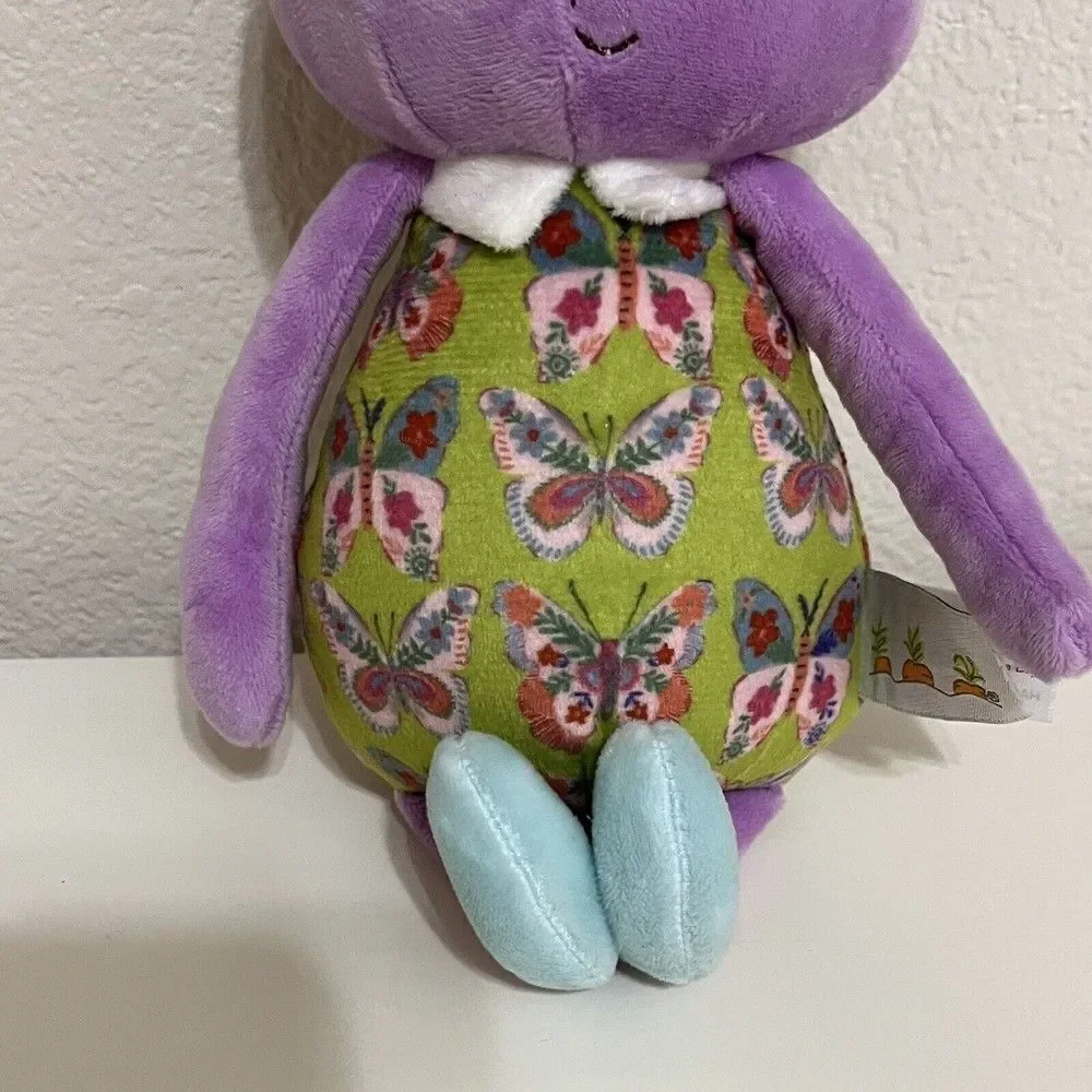 Bunnies By The Bay Bunny Rabbit Purple Green Plush Stuffed Animal Butterflies